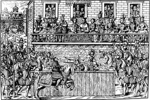 Tod von König Heinrich II. beim Turnier, 1559 von Jean Jacques Perrissin