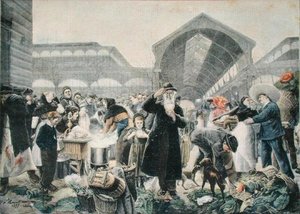 Suppenstand auf dem Les Halles Markt am Morgen, Illustration aus Le Petit Journal, 2. März 1897, graviert von Fortune-Louis Meaulle (1844-1901) von Jean Jacques after Rousseau