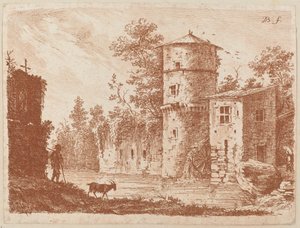 Alter Turm an einer Wassermühle von Jean Jacques de Boissieu