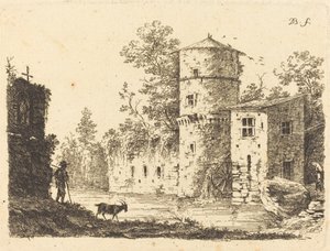 Alte Turm mit einer Wassermühle von Jean Jacques de Boissieu