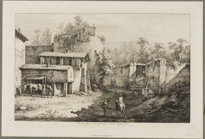 Landschaft mit Reiter und Schmied