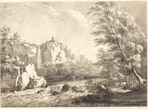 Flusslandschaft mit vorbeiziehendem Sturm