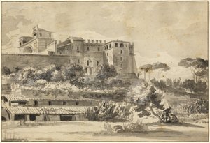 Ansicht einer italienischen Villa und Gärten (das Belvedere des Vatikans)