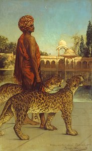 Der Palastwächter mit zwei Leoparden