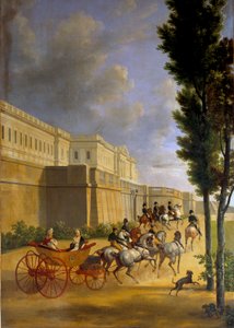 Abreise von Napoleon (1769-1821) und Marie Louise (1791-1847) zur Jagd in Compiègne im Jahr 1811. Gemälde von Joseph Bidault (1758-1846) 1811 von Jean Joseph Bidault