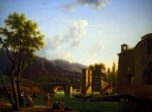 Ansicht einer Brücke in Sora von Jean Joseph Bidault