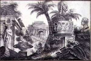 Eine architektonische Fantasie, um 1760 von Jean Laurent Legeay