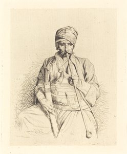 Sitzender Araber mit Pfeife