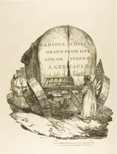Pferdewagen, Titelseite für Verschiedene Motive aus dem Leben und auf Stein (Die Englische Suite) von Jean Louis André Théodore Géricault