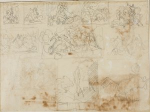 Elf Kompositionsskizzen von Jean Louis André Théodore Géricault