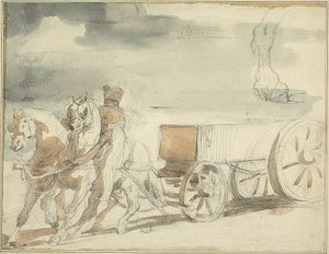 Munitionswagen von zwei Pferden gezogen von Jean Louis André Théodore Géricault