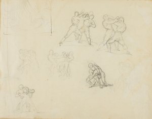 Sieben Skizzen von Paaren von Boxern oder Ringern von Jean Louis André Théodore Géricault