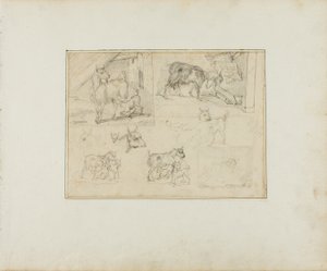 Skizzen von Ziegen von Jean Louis André Théodore Géricault