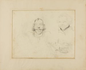 Drei Karikaturen von Köpfen von Jean Louis André Théodore Géricault