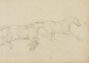 Zwei Pferde galoppieren nach rechts von Jean Louis André Théodore Géricault