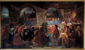 König Ludwig XII. wird zum Vater des Volkes erklärt bei den Generalständen von Tours am 14. Mai 1506. Dieser Titel wird ihm verliehen, weil er die Steuerlast für die Bürger verringerte