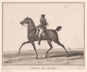 Reiter zu Pferd mit Jagdhorn von Jean Louis Darcis