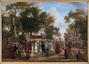Die Fronleichnamsprozession in einem Dorf von Jean Louis Demarne