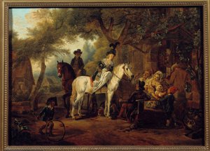 Passagierhalt. Gemälde von Jean Louis Demarne (1744-1829)