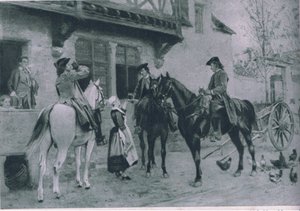 Halt an einem Gasthaus, Illustration aus Cassells Romance of Famous Lives, ca. 1940 von Jean Louis Ernest Meissonier