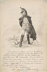 Brief an Samuel P. Avery mit einer Zeichnung einer Militärfigur, 1880 von Jean Louis Ernest Meissonier