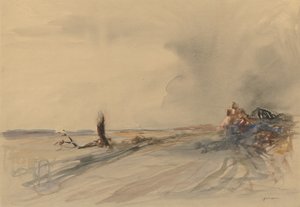 Verwüstetes Land, Figuren in einer Landschaft um 1919 von Jean Louis Forain