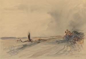 Verwüstetes Land recto, Figuren in einer Landschaft verso, um 1919 von Jean Louis Forain