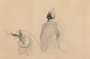 Preußischer Soldat und Zivilisten, ca. 1919 von Jean Louis Forain