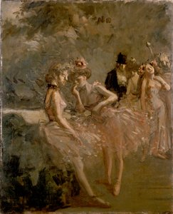 Szene hinter den Kulissen eines Theaters, um 1870-1900 von Jean Louis Forain