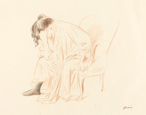 Sitzende Frau mit dem Kopf auf der rechten Hand ruhend von Jean Louis Forain