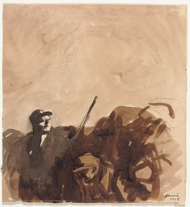 Soldat in einem Graben recto Liegende Frau verso, 1915 von Jean Louis Forain