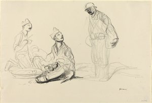 Soldaten bereiten eine Mahlzeit vor, ca. 1914-1919 von Jean Louis Forain