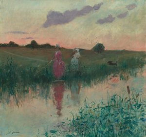 Die Frau des Künstlers beim Angeln, 1896
