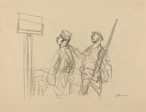 Zwei Soldaten betrachten ein Plakat, wahrscheinlich 1918 von Jean Louis Forain