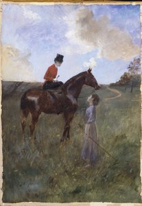 Frau zu Pferd und Schäferin