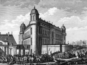Französische Revolution: Kanone zum Schloss Chantilly in Paris am 9. August gebracht.