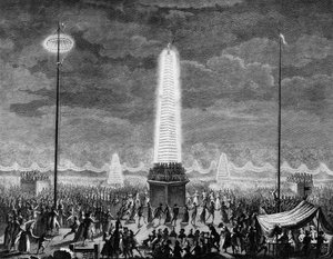 Französische Revolution: Feste und Beleuchtungen auf den Champs-Élysées in Paris am 18. Juli