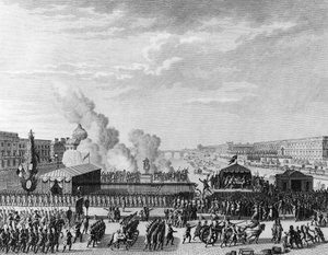 Französische Revolution: Freiwillige an der Pont Neuf in Paris, 22. Juli