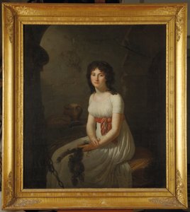 Bürger Tallien in einer Zelle im La Force Gefängnis, hält ihr abgeschnittenes Haar, 1796