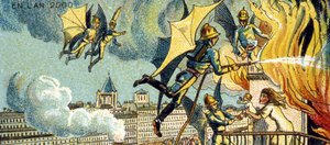Fliegender Feuerwehrmann. Aus der Serie Visionen des Jahres 2000, 1899