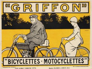 Griffon Fahrräder Motorräder, ca. 1905 von Jean Matet