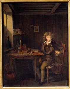Ein junger Schüler bereitet die Farben seines Meisters vor von Jean Michel Grobon