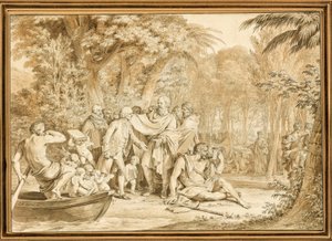 Die Ankunft von Jean-Jacques Rousseau auf den Champs-Élysées von Jean Michel Moreau