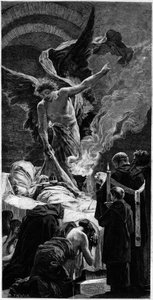 Die Verklärung der Heiligen Genoveva. Gravur nach dem Fresko von Jean Paul Laurens (1838-1921) im Pantheon in Paris. In „Die illustre Welt“ Nr. 1312 vom 20. Mai