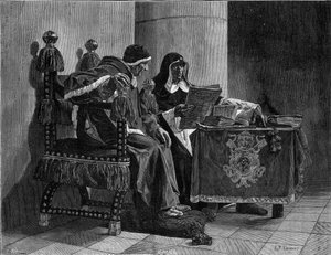 Der Papst und der Inquisitor auch genannt „Sixtus IV. (1471-1484) und Tomas de Torquemada (1420-1498)“ - Gravur nach dem Gemälde von John Paul Laurens (1838-1921) von Jean Paul Laurens