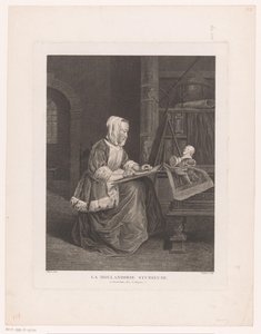 Innenraum mit zeichnender Frau von Jean Pelletier