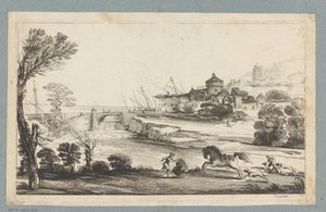 Landschaft mit gefallenem Reiter von Jean Pesne