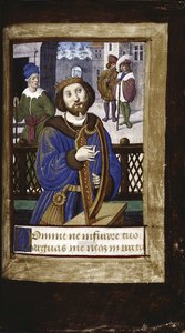 König David spielt seine Harfe aus Lettres bâtardes, ca. 1490-1510