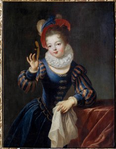 Junges Mädchen mit Maske von Jean Raoux