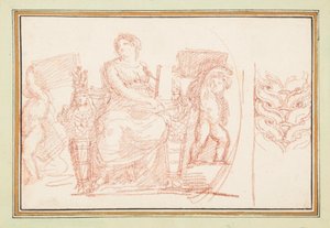 Sitzende weibliche Figur mit Büchern und Putti von Jean Robert Ango
